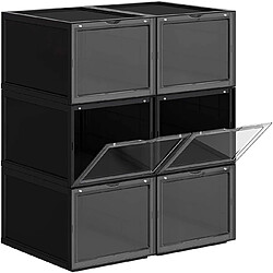 Helloshop26 Boîte à chaussures organisateur à chaussures empilable rangement de chaussures en plastique avec ouverture lot de 6 28 x 36 x 22 cm jusqu’à la pointure de 46 noir 12_0000752