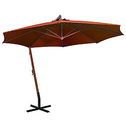 vidaXL Parasol de jardin suspendu avec mât terre cuite bois de sapin