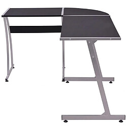 Helloshop26 Bureau table meuble travail informatique de coin en forme de L noir 0502081