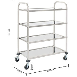 vidaXL Chariot de cuisine à 4 niveaux 107x55x125 cm Acier inoxydable pas cher