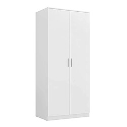 Pegane Armoire, meuble de rangement avec 2 portes coloris blanc - longueur 82 x profondeur 51 x hauteur 185 cm 