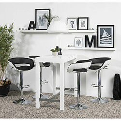 Toilinux Lot de 2 Tabourets de bar effet cuir - Noir et blanc