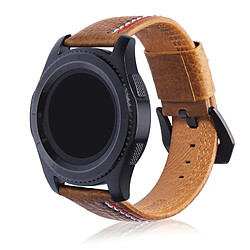 Acheter Wewoo Bracelet pour montre connectée en cuir pleine fleur avec motif Trois lignes Samsung Gear S3 22mm Marron