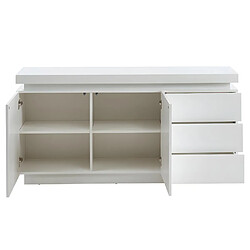 Avis Vente-Unique Buffet EMERSON II - LEDs - 2 portes & 3 tiroirs - MDF laqué blanc