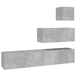 Maison Chic Ensemble de meubles TV 4 pcs | Banc TV Moderne pour salon | Meuble de Rangement - Gris béton Bois d'ingénierie -MN48305