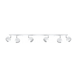 Luminaire Center Plafonnier OCULARE acier blanc 6 ampoules Matériau : acier  Coloris : blanc   Dimensions en Cm : 10 x 120 x 15  Nombre d'ampoules : 6  Type d'ampoule : GU10  Puissance en Watts (W) : 40  Ampoules incl