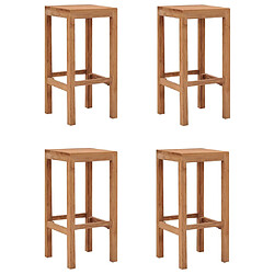 vidaXL Tabourets de bar lot de 4 bois de teck massif