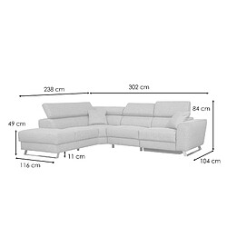 Acheter Courtois Laville Canapé d'angle gauche 5 places avec un relaxation tissu marron foncé - Stegen