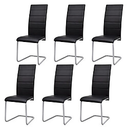 vidaXL Chaises à manger cantilever lot de 6 noir similicuir 