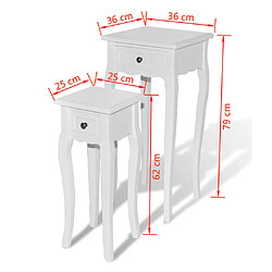 vidaXL Table gigogne 2 pcs avec tiroir Blanc pas cher