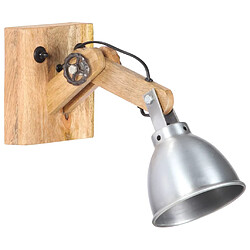 vidaXL Lampe murale E27 Argenté Bois de manguier massif et fer