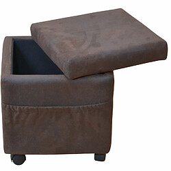 Decoshop26 Siège / tabouret sur roulettes avec espace de rangement en tissu marron TABO05002