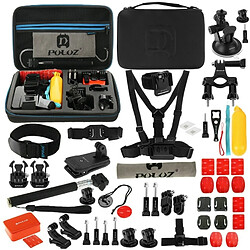 Wewoo Kit d'accessoire pour trépieds + sac de rangement + guidon Mount 53 en 1 Gopro HERO6 / 5/4 Session / 4/3 + / 3/2/1, Xiaomi et autres caméras d'action Accessoires Total Ultimate Combo Kits avec boîtier en EVA sangle de poitrine + ventouse + bras pivotant à 