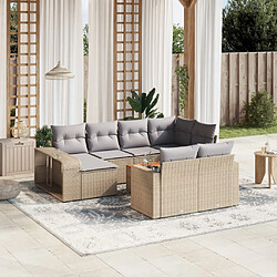 vidaXL Salon de jardin 11 pcs avec coussins beige résine tressée