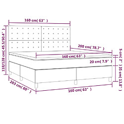 Acheter vidaXL Sommier à lattes de lit avec matelas et LED Gris 160x200 cm