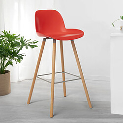 Superstool Tabouret de bar et de cuisine design en bois Burj 75 cm, Couleur: Rouge