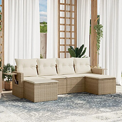 vidaXL Salon de jardin avec coussins 6 pcs beige résine tressée