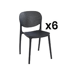 Vente-Unique Lot de 6 chaises empilables en polypropylène - Noir - CARETANE