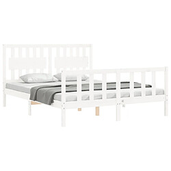 Acheter Maison Chic Cadre/structure de lit avec tête de lit pour adulte - Lit Moderne Chambre blanc King Size bois massif -MN85527