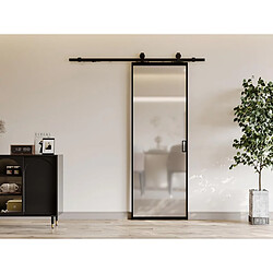 Vente-Unique Porte coulissante avec système en applique - aluminium et verre trempé dépoli - H205 x L93 cm - LINCI II