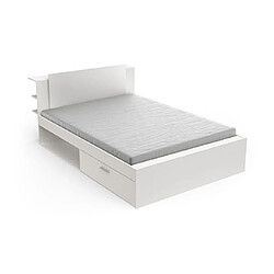 Mes Lit extensible 140x190/200 cm avec niches et tiroirs blanc - ALICE