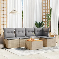 vidaXL Salon de jardin avec coussins 6 pcs beige résine tressée 