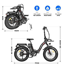 Acheter Vélo électrique FAFREES F20 Max avec cadre Pliable Batterie 48V 18Ah Vitesse Max 25Km/h Noir