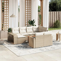 vidaXL Salon de jardin 11 pcs avec coussins beige résine tressée 