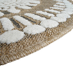 Avis Thedecofactory JUTE RELIEF INDIAN - Tapis rond effet jute motifs en relief blanc diamètre 120