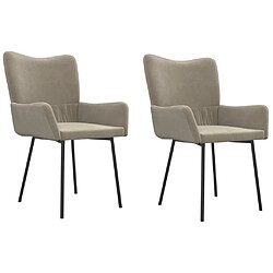 vidaXL Chaises à manger lot de 2 Gris clair Velours