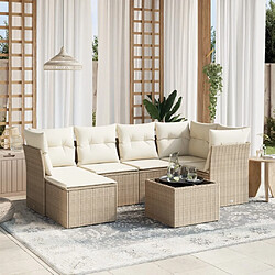 vidaXL Salon de jardin avec coussins 7 pcs beige résine tressée