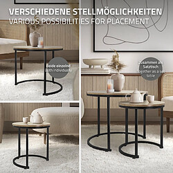 Acheter Table basse set de 2 pièces forme ronde Chêne Sonoma/Noir en MDF et métal ML-Design