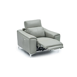 Acheter La Maison Du Canapé Fauteuil relaxation électrique 1 place en cuir BIANCA - Gris clair Gris perle