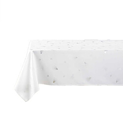 Douceur D'Interieur Nappe rectangulaire antitache et infroissable Sapins - 150 x 240 cm - Blanc et argent