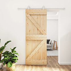 vidaXL Porte coulissante et kit de quincaillerie 80x210 cm pin massif