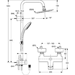 Ideal Standard - Colonne douche mitigeur mécanique Ø 200 mm chromé - Idealrain