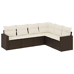 vidaXL Salon de jardin avec coussins 6 pcs marron résine tressée