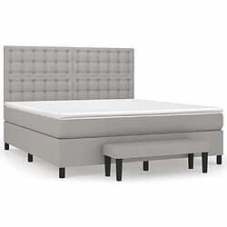 vidaXL Sommier à lattes de lit avec matelas Gris clair 160x200cm Tissu