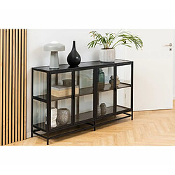 Mes Buffet 4 portes 152,4x35x86,4 cm en verre et métal noir - FYNCA