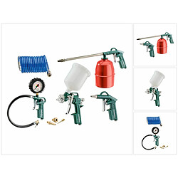 Metabo LPZ 7 Set d'outils à air comprimé soufflette (601586000) + Jauge de gonflage des pneus + Pistolet à peinture + Pistolet vaporisateur + Tuyau spiralé