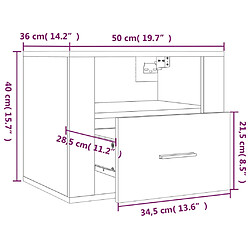 vidaXL Table de chevet murale Blanc brillant 50x36x40 cm pas cher