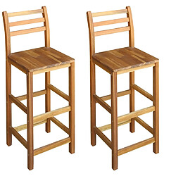 Helloshop26 Lot de deux tabourets de bar design chaise siège bois massif d'acacia 1202053 