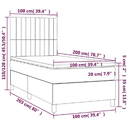 vidaXL Sommier à lattes de lit et matelas Gris clair 100x200cm Velours pas cher