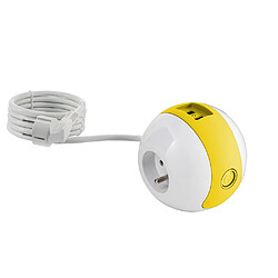 Watt & Co Multiprise Multimédia WATTBALL 2P 16A + 1P 6A + USB 2.1A - Jaune 