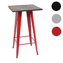 Mendler Table haute HWC-A73 avec plateau en bois, table de bar, design industriel en métal 107x60x60cm ~ rouge