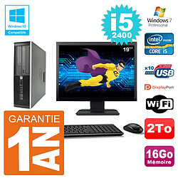 PC HP 6200 SFF Ecran 19" Intel i5-2400 RAM 16Go Disque 2To Graveur DVD Wifi W7 - Occasion