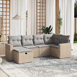 vidaXL Salon de jardin avec coussins 6pcs mélange beige résine tressée 