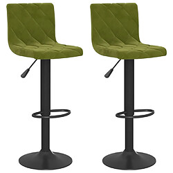 vidaXL Tabourets de bar lot de 2 vert clair velours