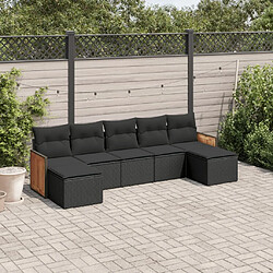 Maison Chic Ensemble Tables et chaises d'extérieur 7pcs avec coussins,Salon de jardin noir résine tressée -GKD976078