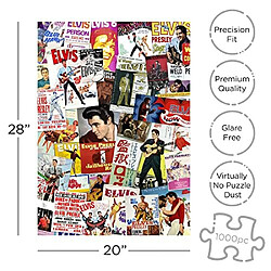 AQUARIUS Elvis Movie Poster collage Puzzle (Puzzle 1000 piAces) - Marchandises et objets de collection Elvis sous licence officielle - Sans Ablouissement - Ajustement prAcis - Pratiquement pas de poussiAre de puzzle - 20 x 28 pouces